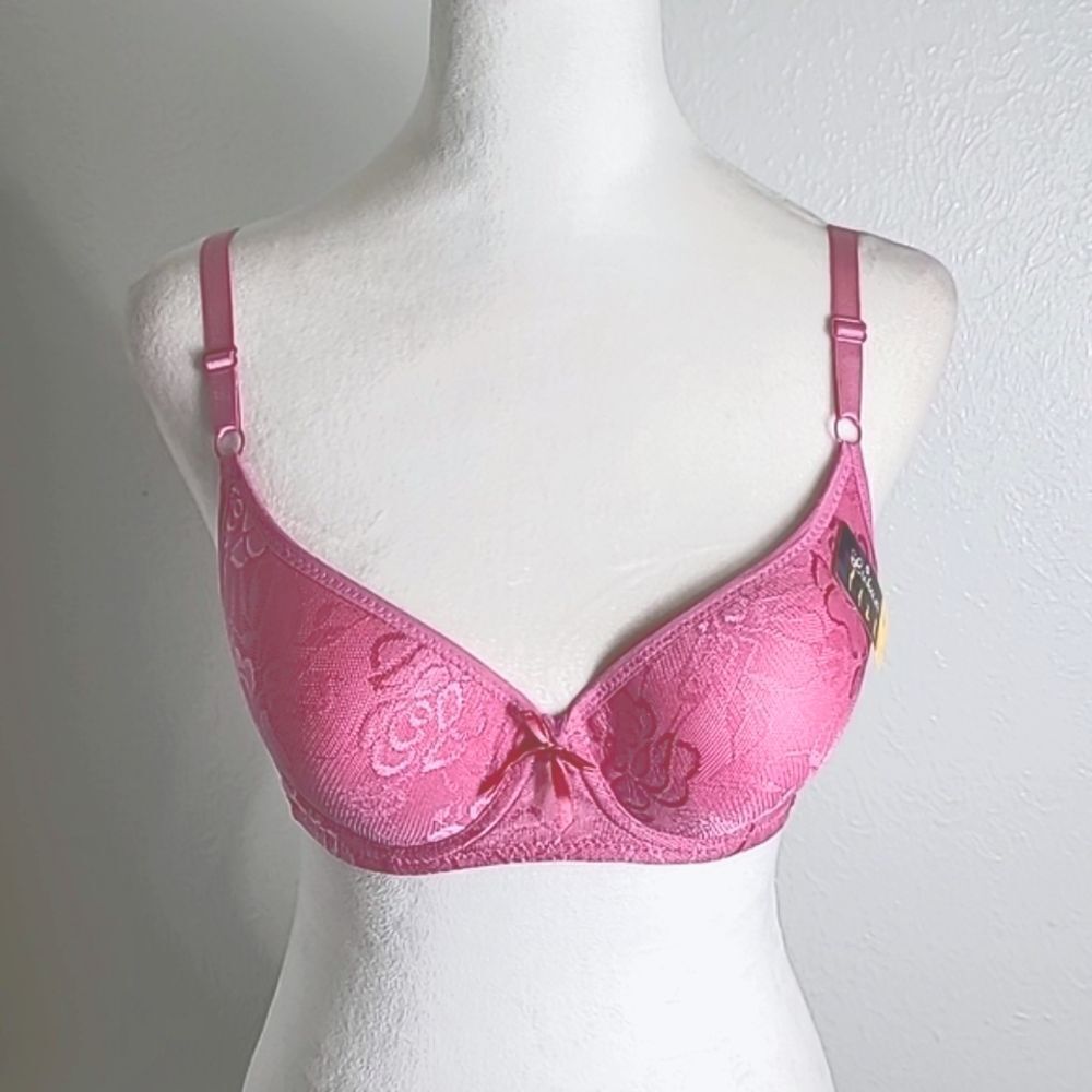 Lukasi Lace Demi Bra, Lightly Padded, Full Coverage, Pink, Size 36C, NWT